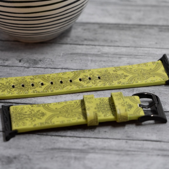 Apple Watch Band, High Quality Genuine Leather iWatch Strap - Light Green - Picture 6 of 8